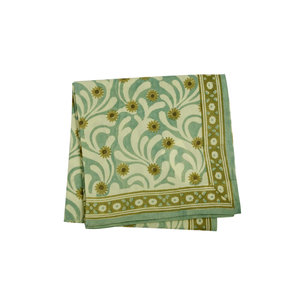 Tuch „Mohnblumen Blau-Grün“
