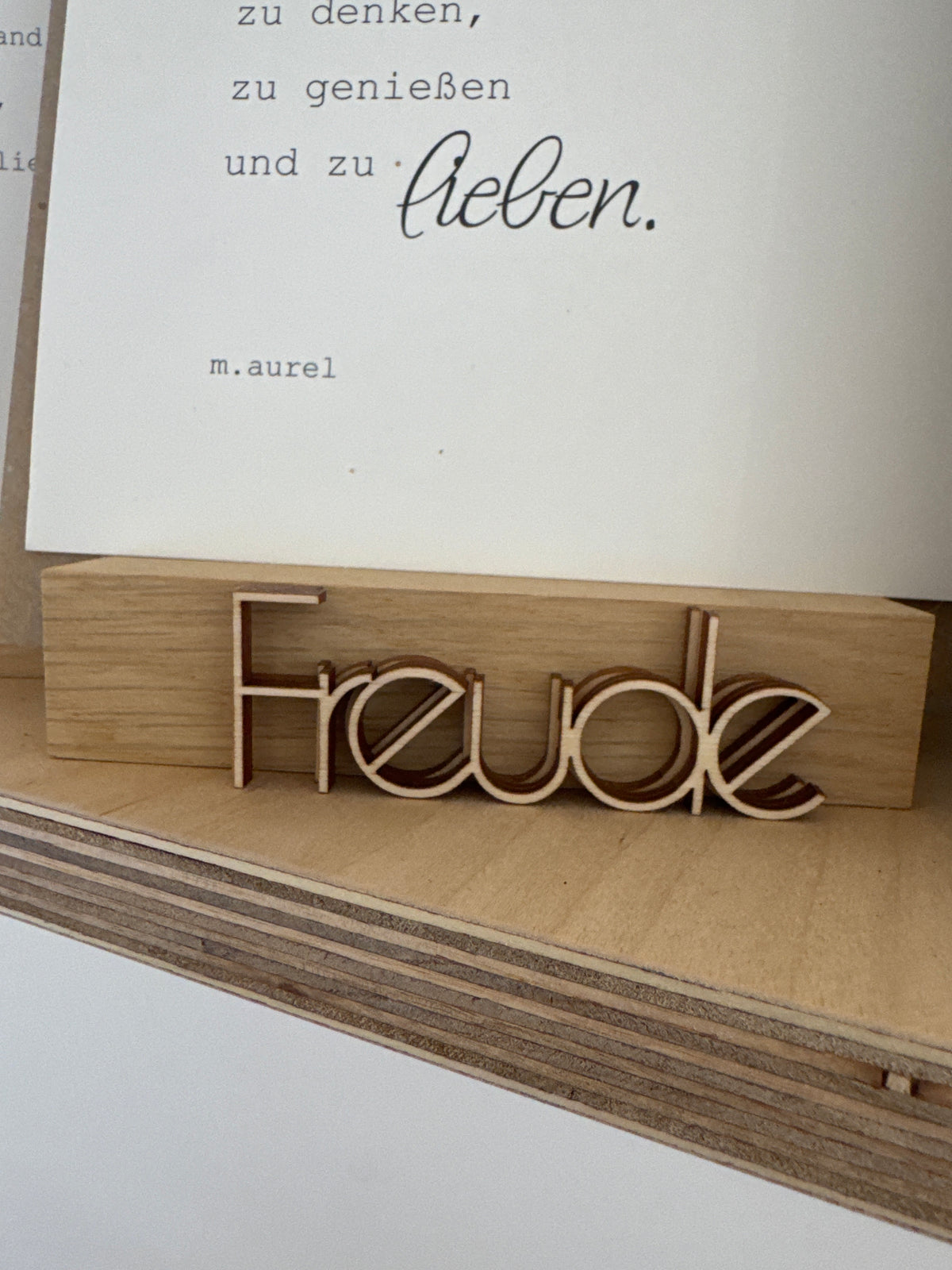 Schriftzug "love & "Freude"