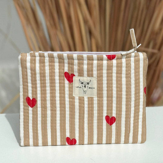 Kosmetiktasche gestreift mit herzen von love Ibiza
