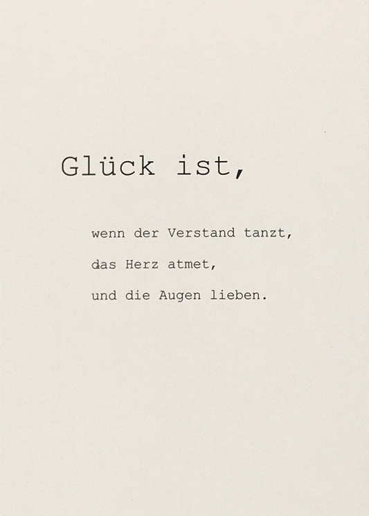 "glück ist" Typograhie Postkarte von vnf handmade